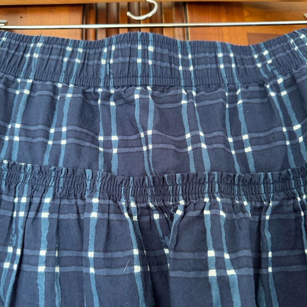 Madewell Navy Plaid Gathered Skir - Picture 3 of 7